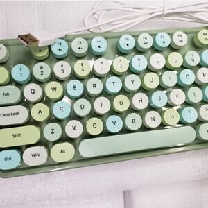 Computer Keyboard Wired, Typewriter Style, Plug Play USB Keyboard w Number Pad